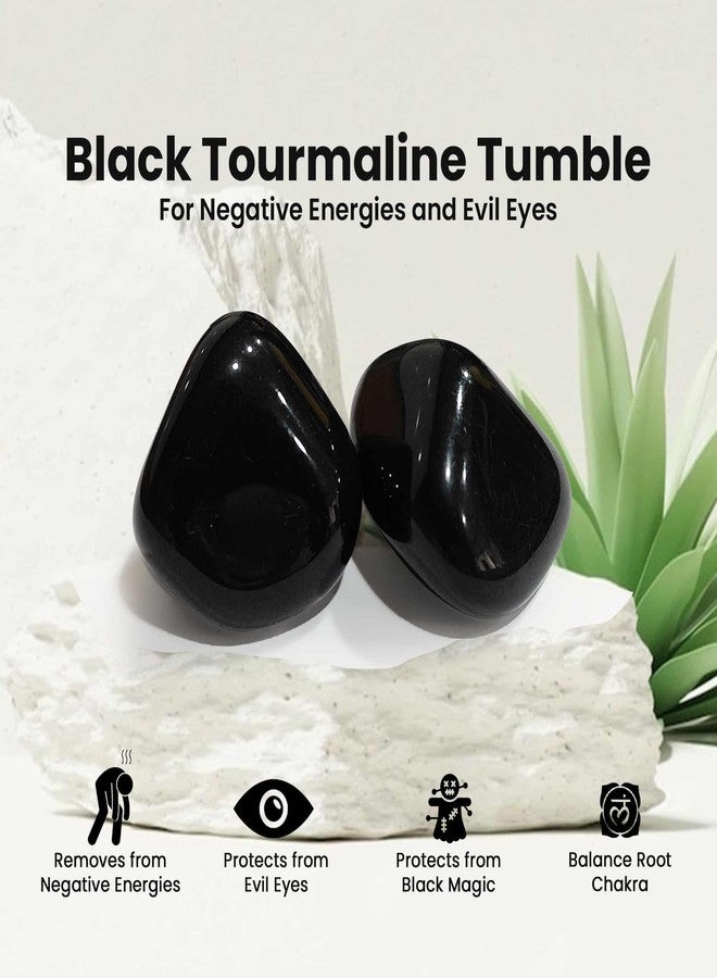 SOLAVA Original Black Tourmaline Stone Tumble - Natural Black Crystal Stones Tumble for Healing Feng Shui Vastu correction Protection Manifestation and Meditation - 4 Piece - Image 2